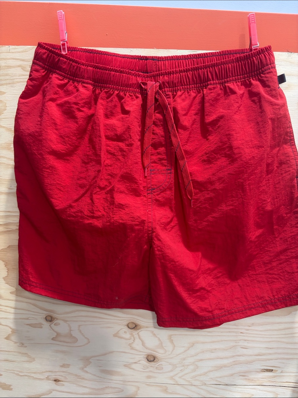 George Red Men's Swim Trunks with Drawstring Waist
